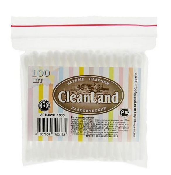 Изображение товара Ватные палочки Cleanland 100шт Ватные палочки Cleanland 100шт фотография