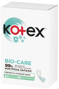 Прокладки Котекс Bio-Care с антибактериальным слоем Ежедневные экстра тонкие 40шт