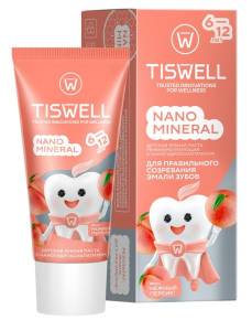 Зубная паста детская Tiswell со вкусом нежного персика Nano Mineral 60г