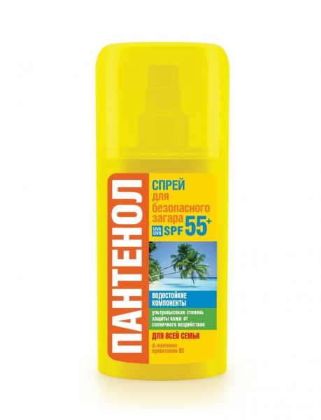 Изображение товара Пантенол спрей для безопасного загара SPF55 95мл Пантенол спрей для безопасного загара SPF55 95мл фотография